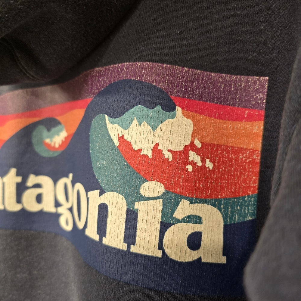 Patagonia Hoodie Sweater Unisex Women's Large / Men's Medium Navy Blue - Picture 6 of 8